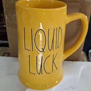 Rae Dunn Liquid Luck Tall Yellow Glazed Ceramic Mug Artisan by Magenta New NIB